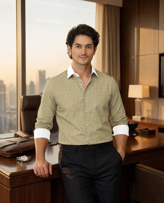 Advero Mustard Yellow With White Cuff Caller Classic Shirt