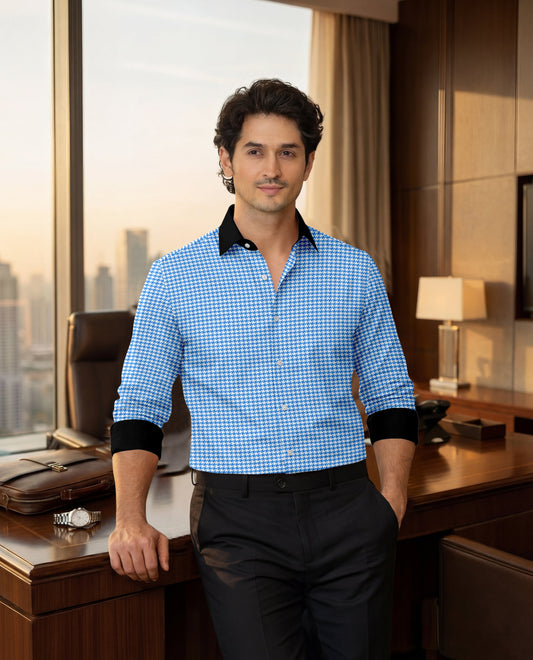 Advero Royal Blue With Black Cuff Collar Executive Shirt
