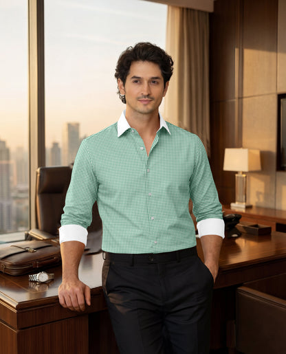 Advero Mint Green  With White Cuff Caller Classic Shirt
