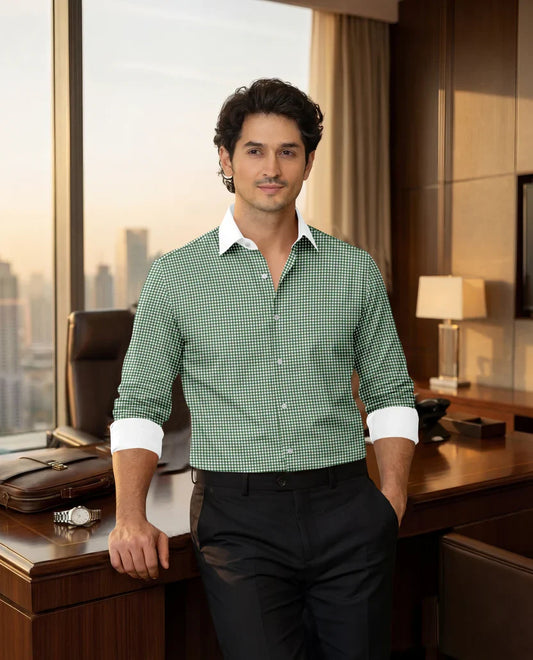 Advero Green Line With White Cuff Caller Classic Shirt