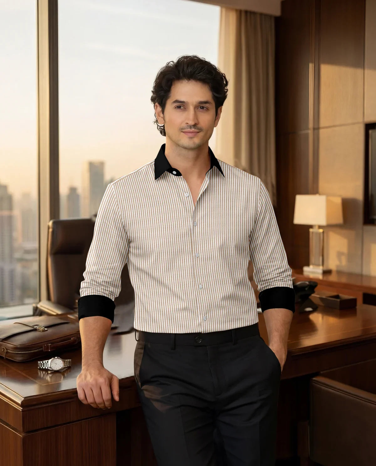 Advero Orange Classic With Black Cuff Caller Shirt