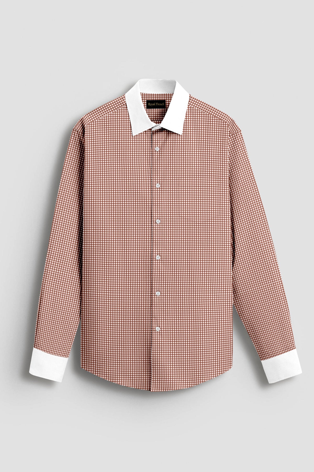 Advero Micro Check Oxford Cotton Maroon With White Cuff Collar Shirt