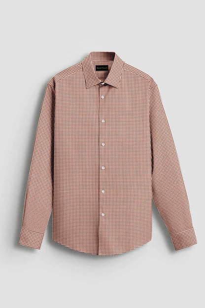 Advero Micro Check Oxford Cotton Maroon Plane  Shirt