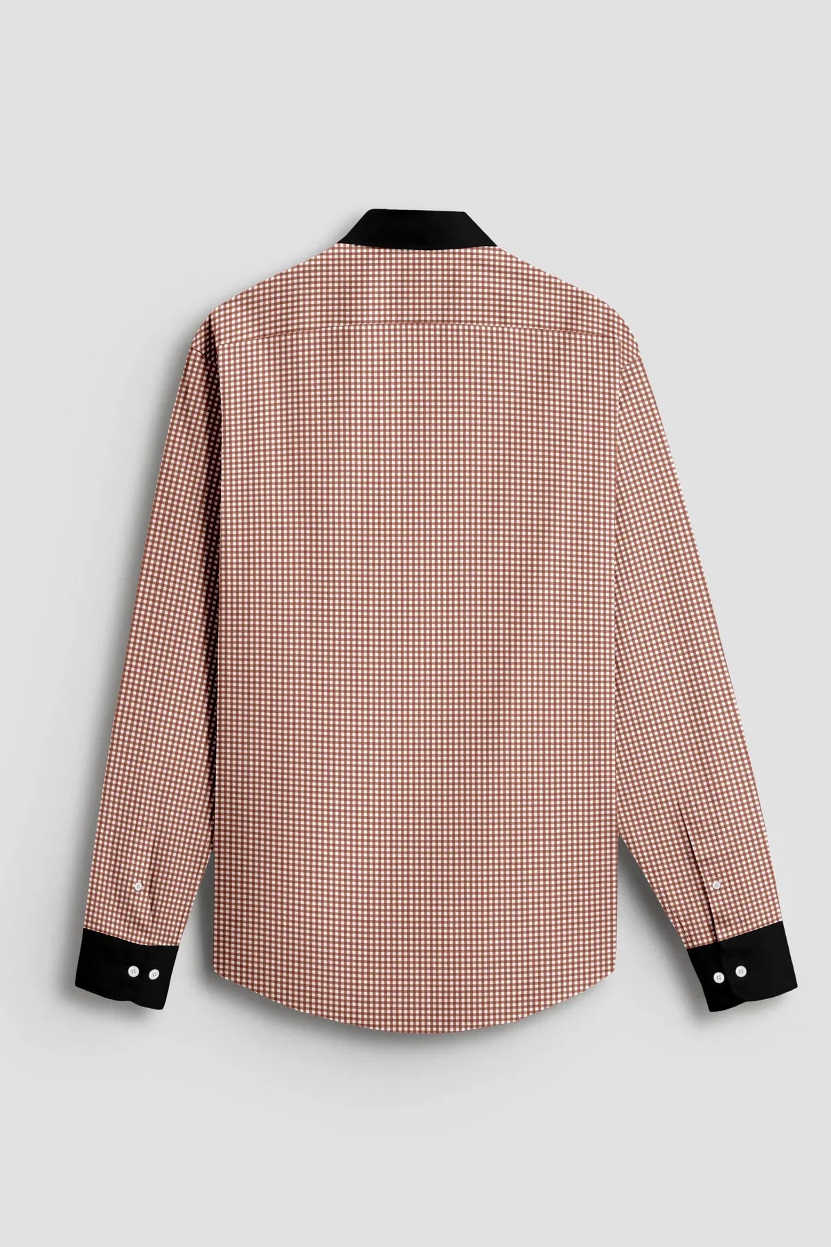 Advero Micro Check Oxford Cotton Maroon With Black Cuff Collar Shirt