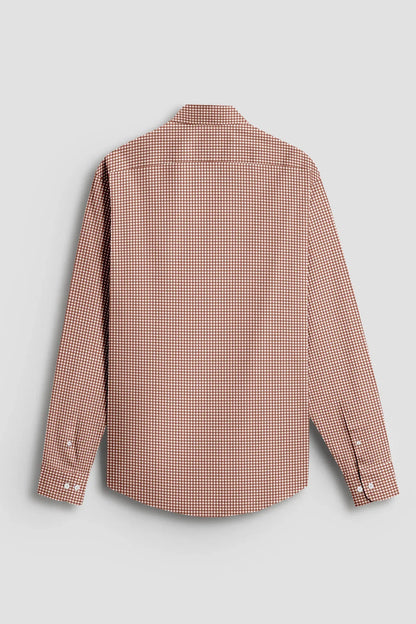 Advero Micro Check Oxford Cotton Maroon Plane  Shirt