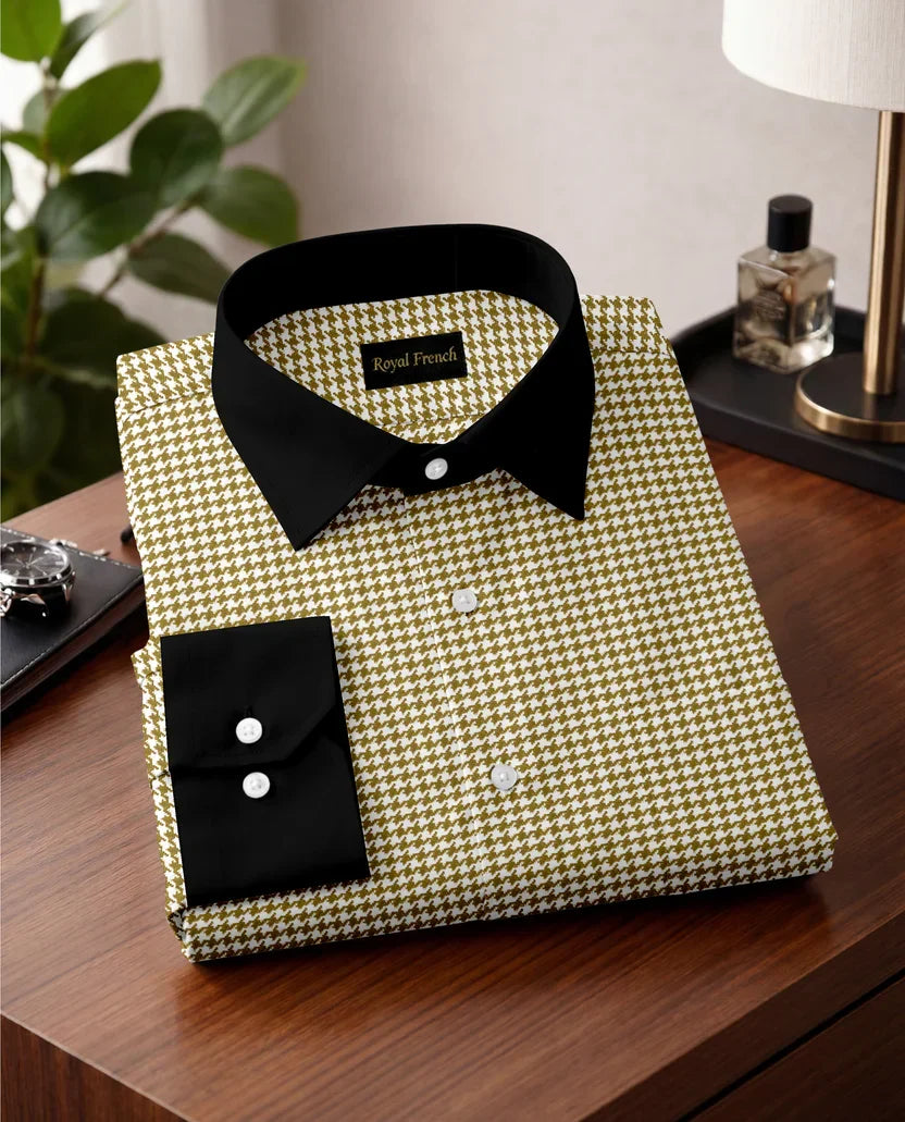 Advero Mustard Yellow With Black Cuff Caller Classic Shirt