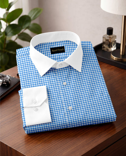 Advero Royal Blue With White Cuff Collar Executive Shirt