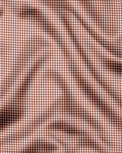 Advero Micro Check Oxford Cotton Maroon With White Cuff Collar Shirt