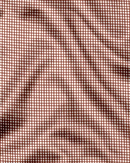 Advero Micro Check Oxford Cotton Maroon With Black Cuff Collar Shirt