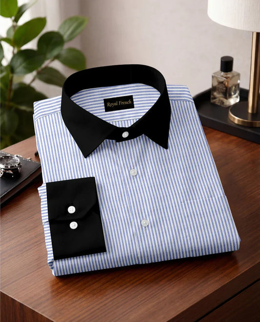 Advero Blue Line With Black Cuff Collar Classic Shirt