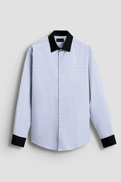 Advero Blue Line With Black Cuff Collar Classic Shirt