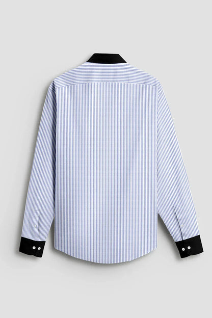 Advero Blue Line With Black Cuff Collar Classic Shirt