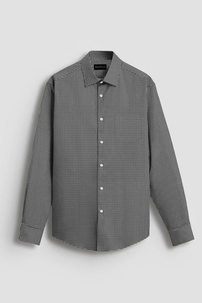 Advero Micro Check Contrast Premium Black Plane Shirt