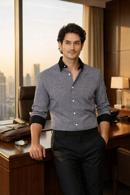 Advero Micro Check Contrast Premium Shirt