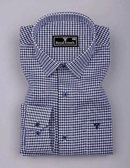 Fralix Blue Hounds tooth Jacquard Premium Gizza Long Sleeve Shirt