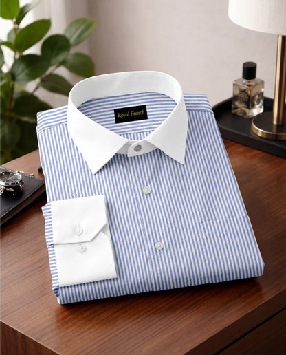 Advero Blue Line With White Cuff Collar Classic Shirt