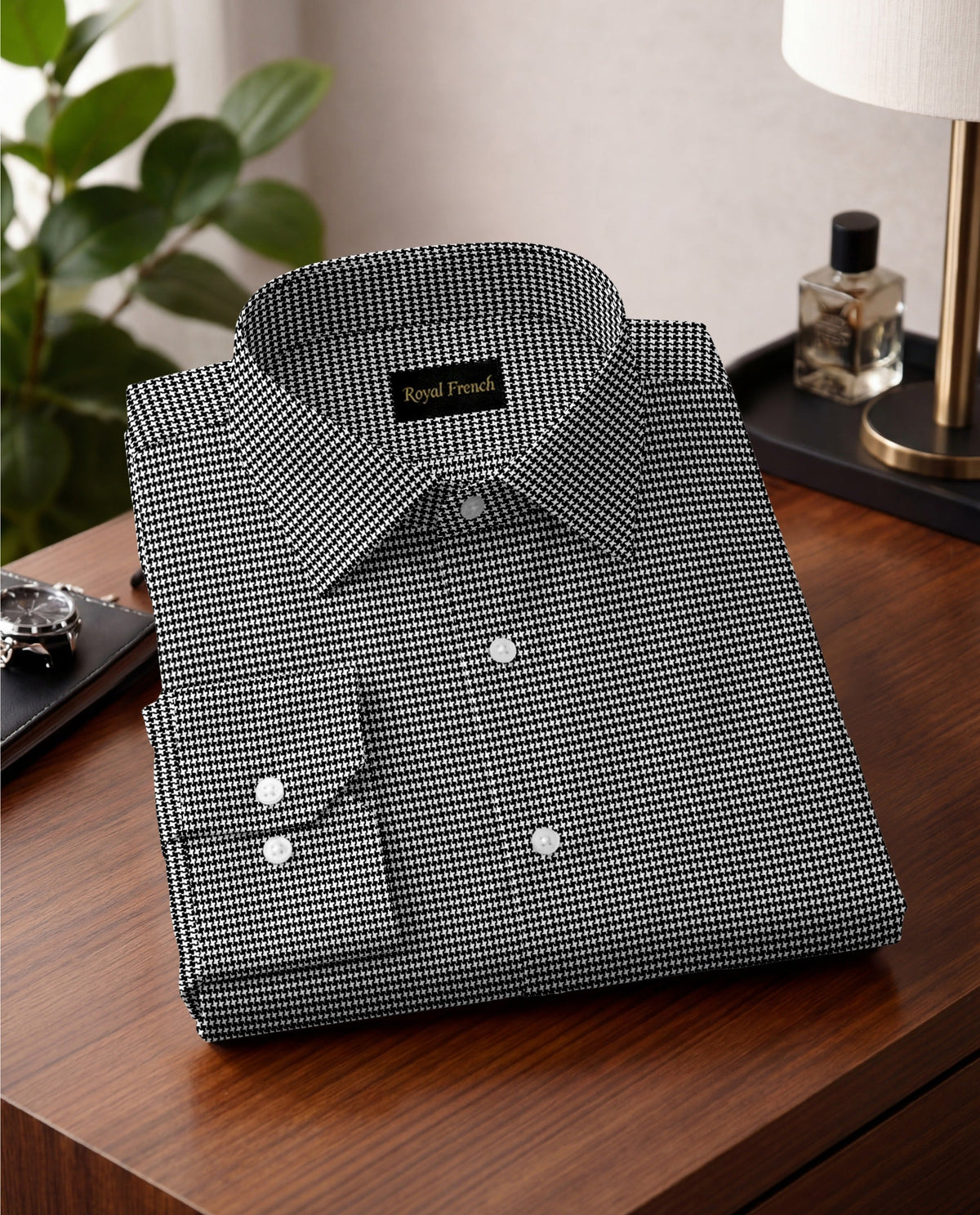 Advero Micro Check Contrast Premium Black Plane Shirt